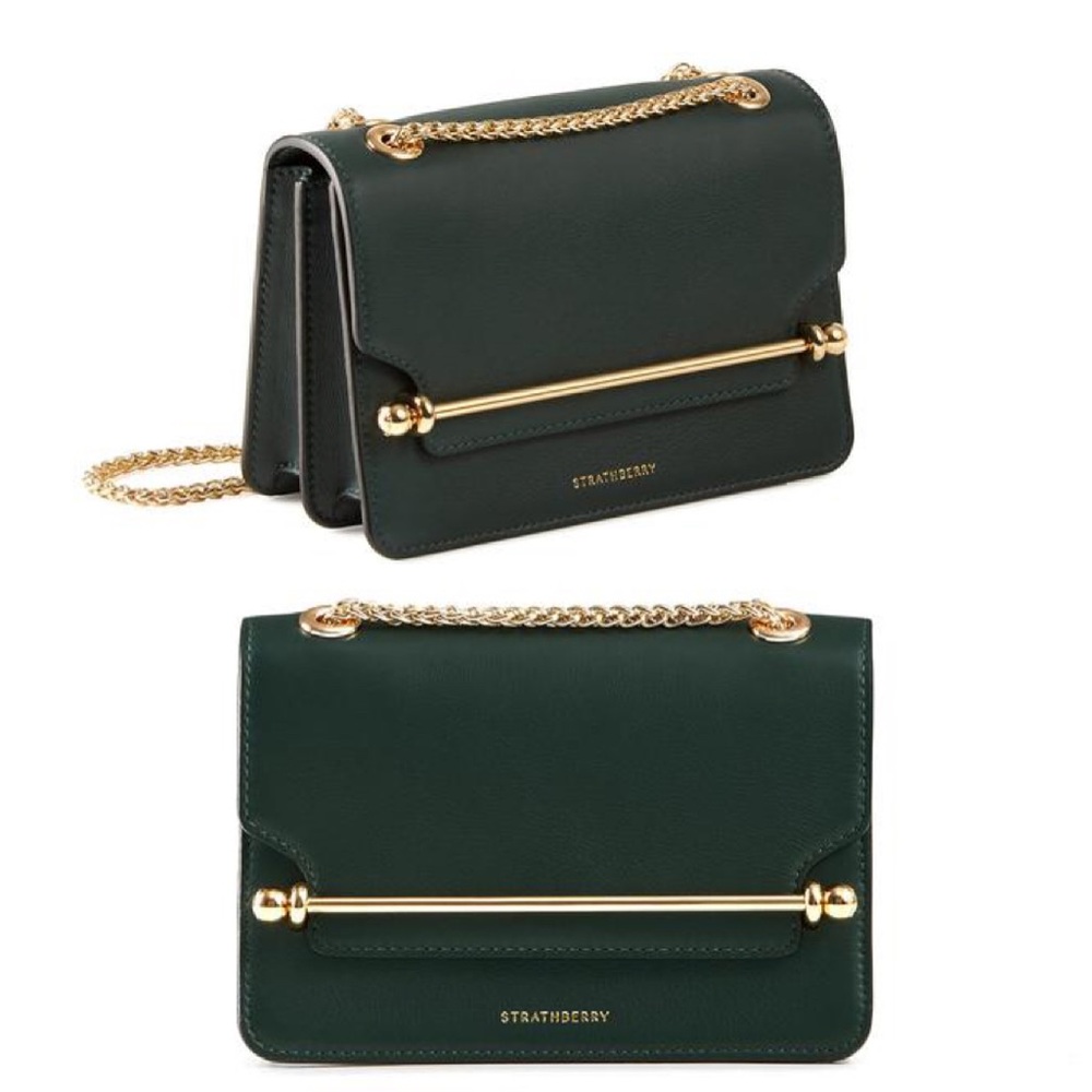 Strathberry East West Mini Handbag Bottle Green